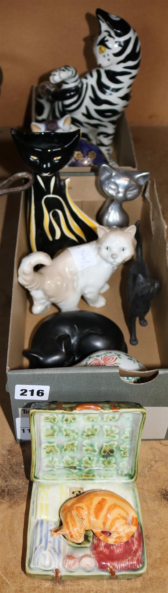 Collection of vintage cat ornaments
